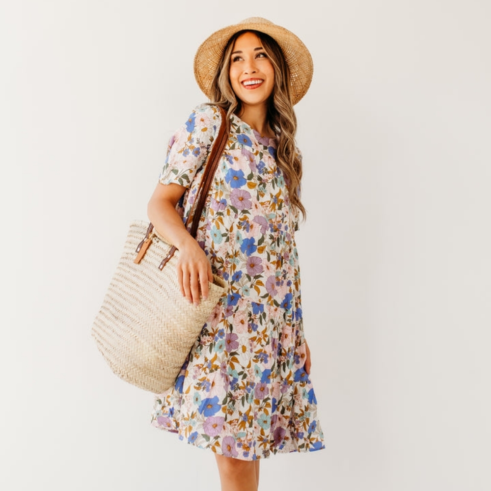 Polagram, the Iva Tiered Babydoll Dress, Purple/Ivory, size L